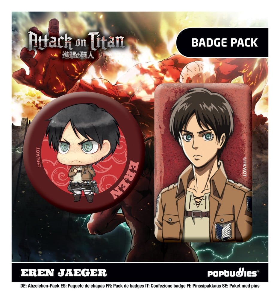 Attack on Titan pack de 2 Insignias Eren Jaeger