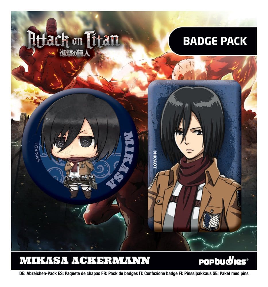 Attack on Titan pack de 2 Insignias Mikasa Ackermann