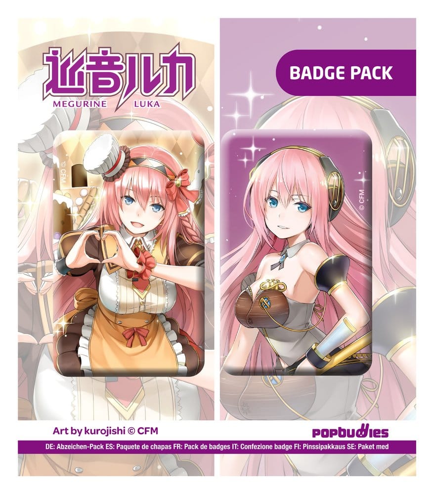 Vocaloid Pack de 2 Chapas Megurine Luka (Art by kurojish)