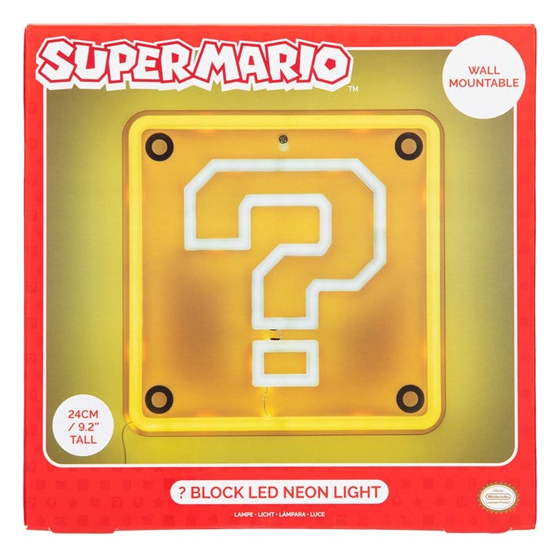 Super Mario Lámpara de pared LED Neon Question Block 24 x 24 cm