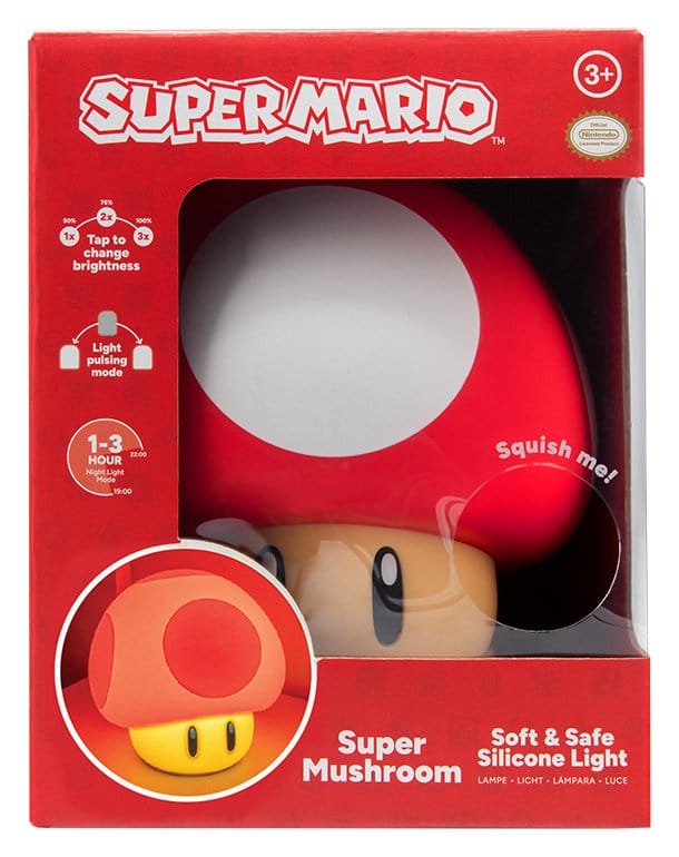 Super Mario SquishyGlo Lámpara Super Mushroom Rechargeable 15 cm