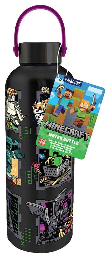Minecraft Mascotas Botella de agua de metal con asa de transporte