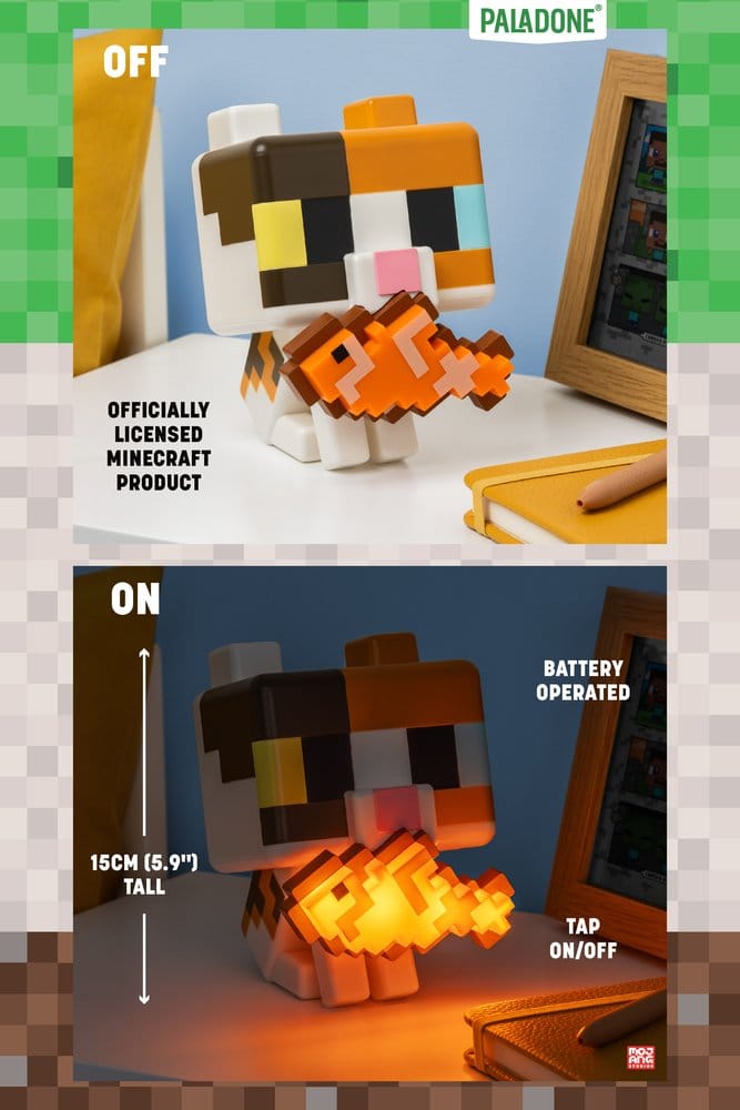 Minecraft Lámpara GloBuddies Cat 15 cm