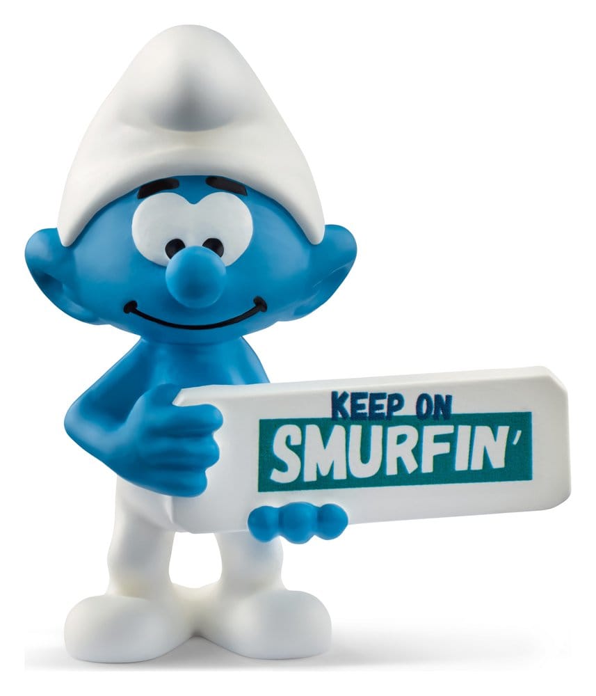 Los Pitufos Mini-Figura Pitufo con Cartel (Keep on Smurfin') 5 cm