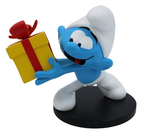 Los Pitufos Estatua Pitufo Bromista con Regalo 10 cm