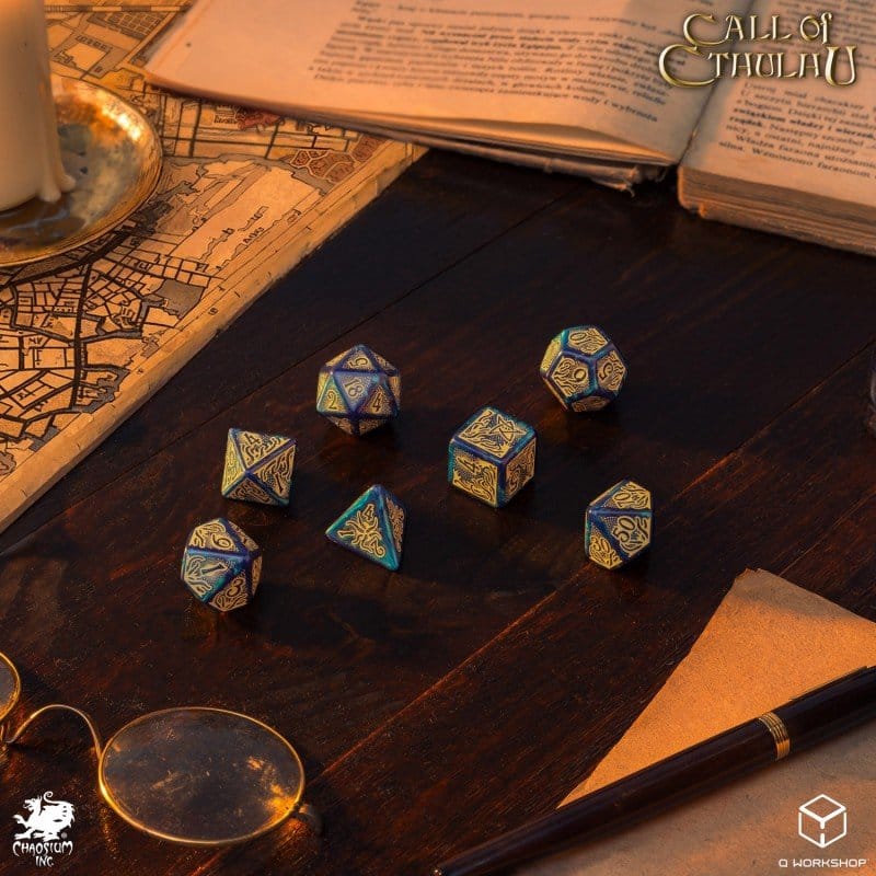 Call of Cthulhu 7th Edition Set de 7 Dados Blue-green & Gold