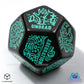 Viridian Jumbo dado Monster Generator Die D12 Negro