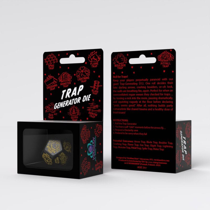 Viridian Jumbo dado Trap Generator Die D12 Negro
