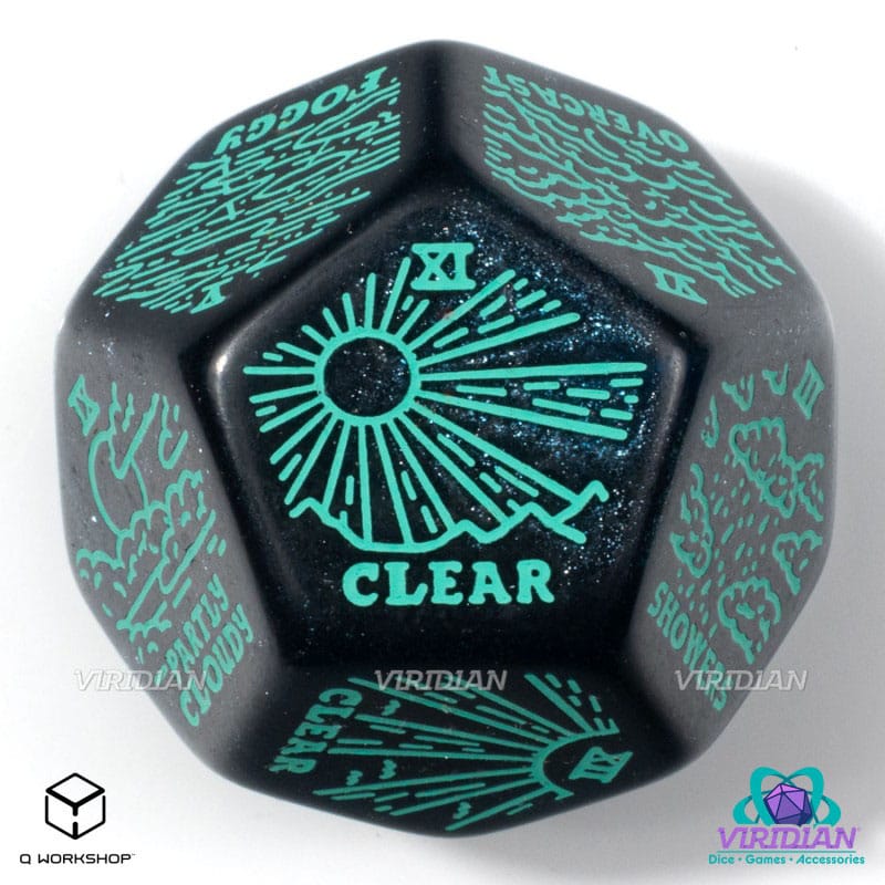 Viridian Jumbo dado Weather Generator Die D12 Turquesa