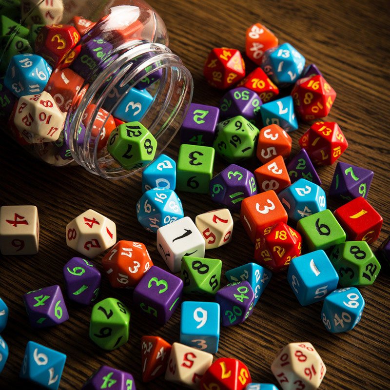 Tarro redondo de dados de RPG clásicos (80)