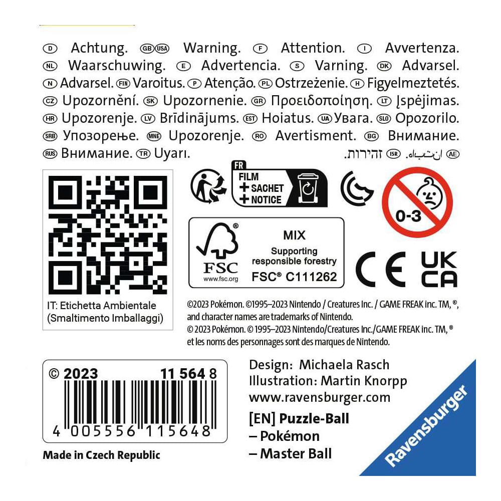 Pokémon Puzzle 3D Pokéballs: Master Ball (55 piezas)