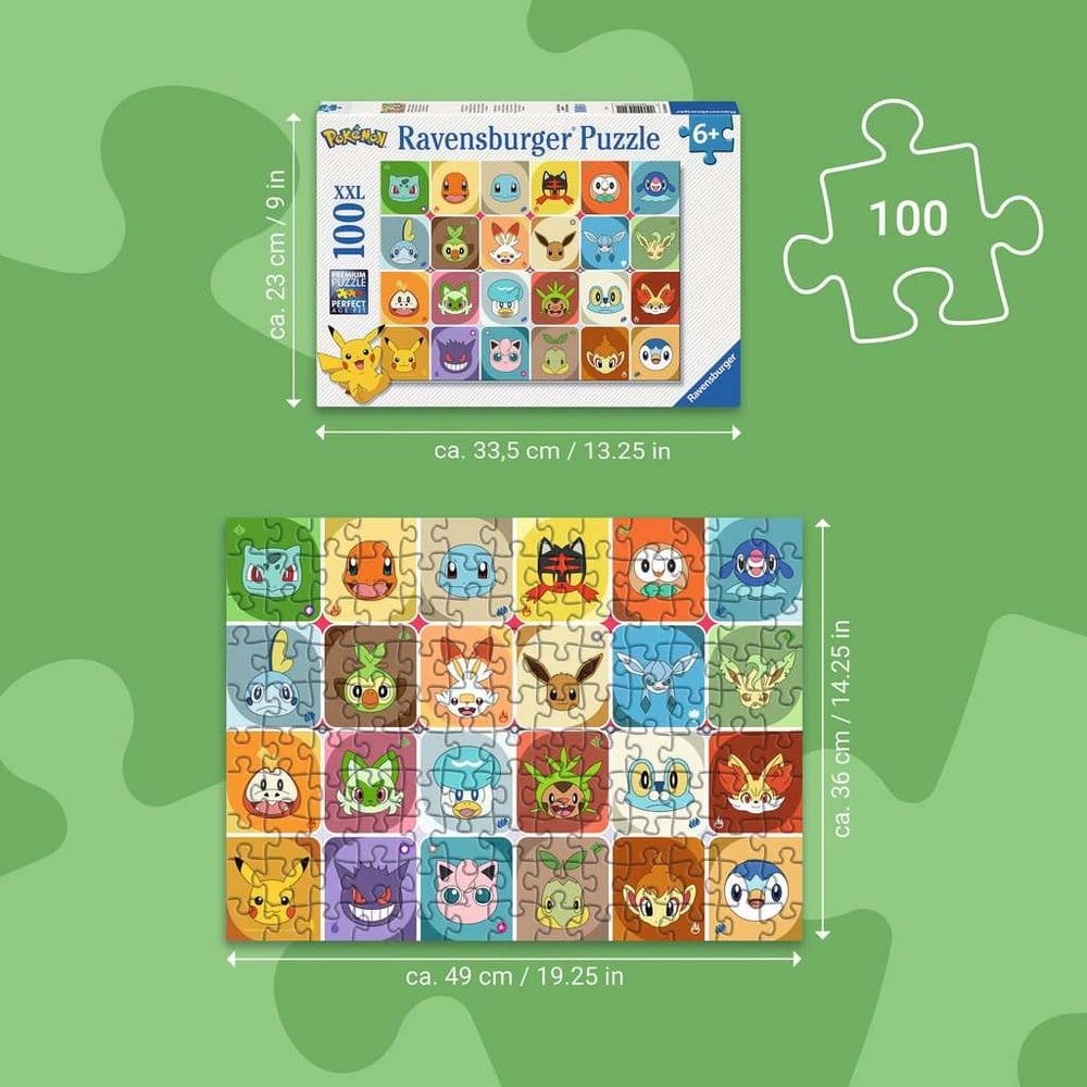 Pokémon Puzzle para niños Caras de Pokémon (100 Piezas XXL)
