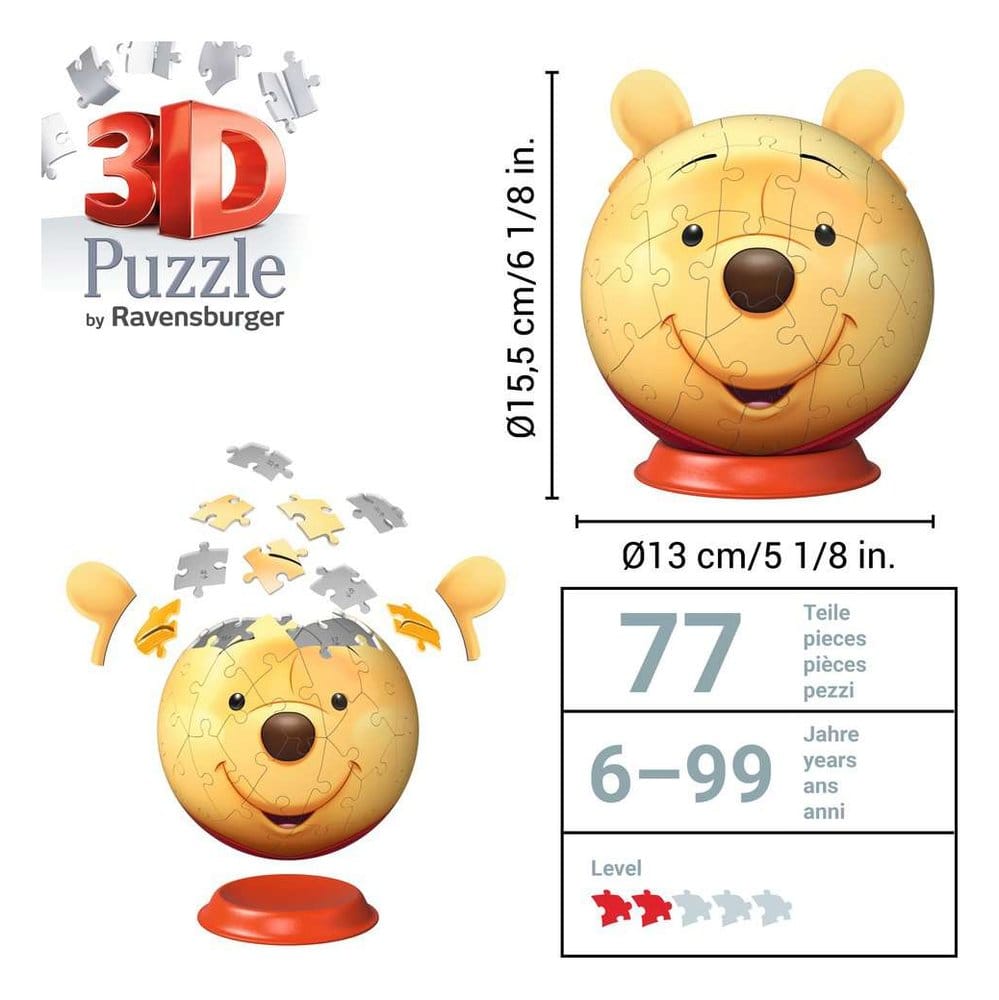 Winnie the Pooh 3D Puzzle Ball con orejas (77 Piezas)