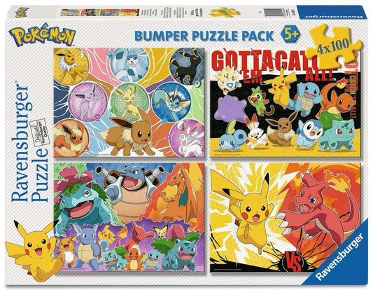 Pokémon Pack de 4 Puzzles Compañeros Pokémon (4x100 Piezas)