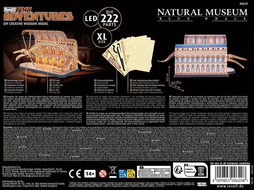 Revell Tiny Adventures Natural Museum Puzzle 3D de Madera Blue Whale 61 cm