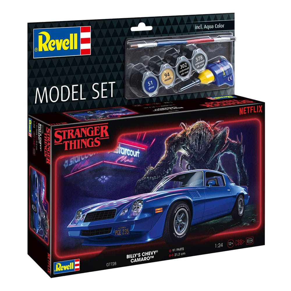 Stranger Things Kit completo de Maqueta 1/25 Chevy Camaro Z/28 (Aqua Color) 19 cm