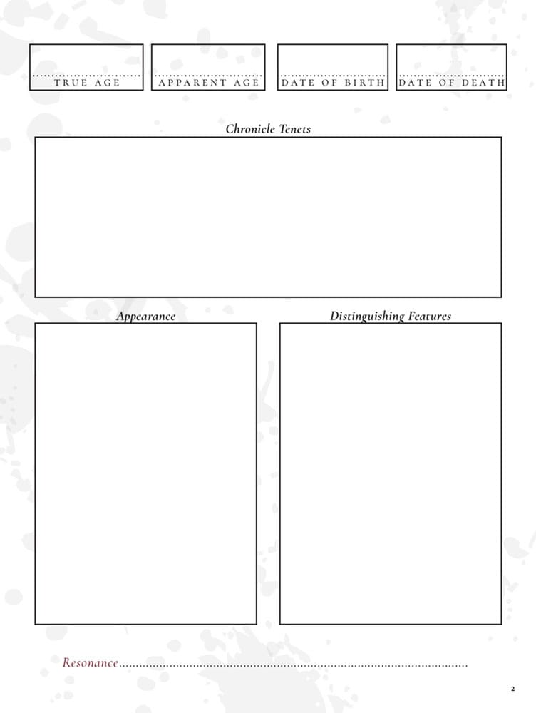 Vampire: The Masquerade 5th Edition RPG Diario Expanded Character Sheet Journal  *Edición Inglés* - Z POP Toys
