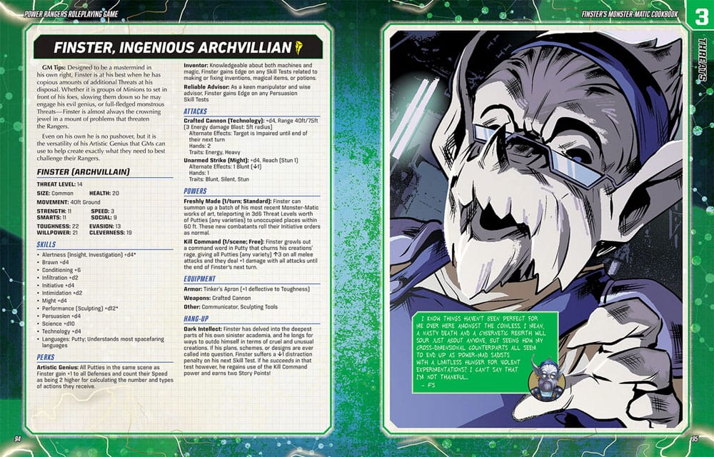 Power Rangers RPG libro Finster's Monster-Matic Cookbook Sourcebook *Edición Inglés*