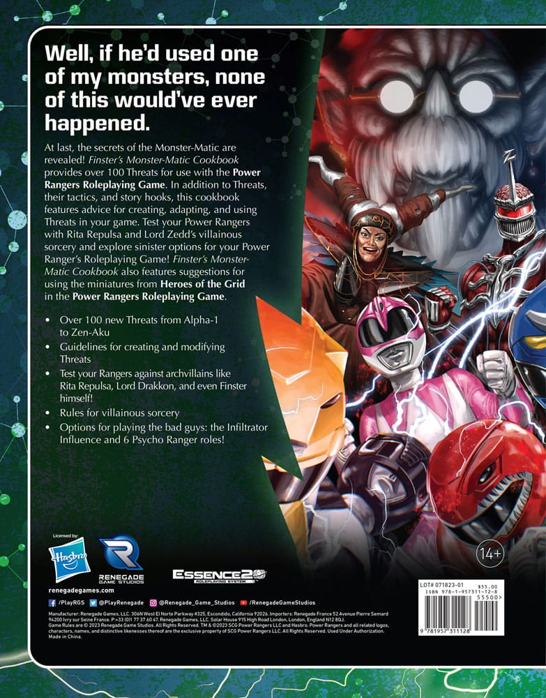 Power Rangers RPG libro Finster's Monster-Matic Cookbook Sourcebook *Edición Inglés*