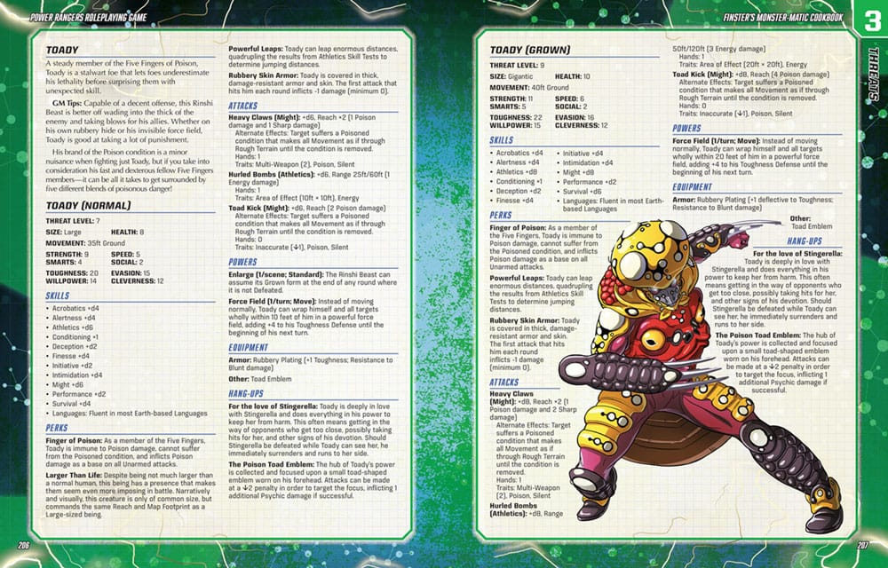 Power Rangers RPG libro Finster's Monster-Matic Cookbook Sourcebook *Edición Inglés*