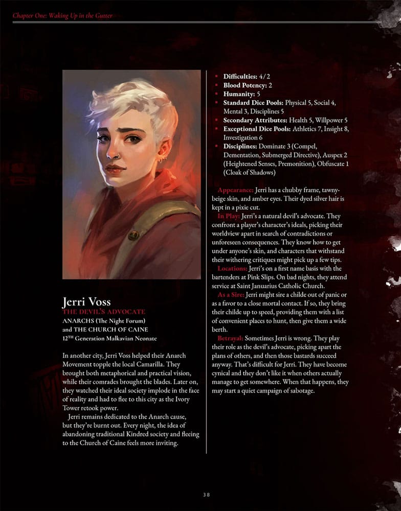 Vampire: The Masquerade 5th Edition RPG libro The Crimson Gutter Chronicle Book *Edición Inglés* - Z POP Toys