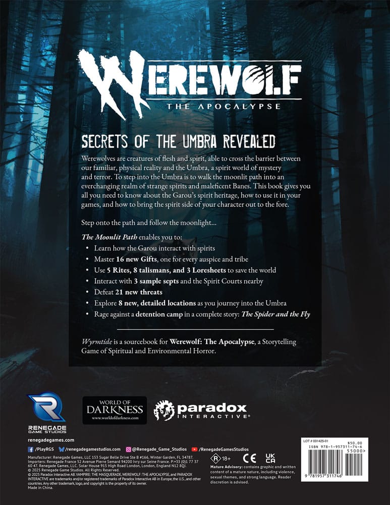 Werewolf: The Apocalypse 5th Edition RPG libro The Moonlit Path *Edición Inglés* - Z POP Toys