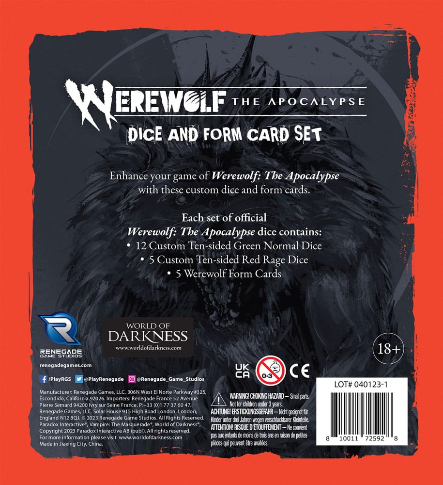 Werewolf: The Apocalypse 5th Edition RPG jJuego de dados y tarjetas de formas - Z POP Toys