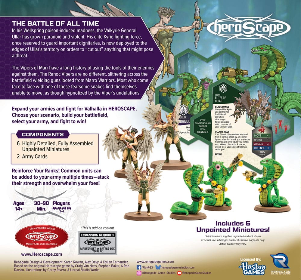 Heroscape expansión del ejército Age of Annihilation Elites of Ullar & Ranoc Vipers (Common) *Edición Inglés* - Z POP Toys