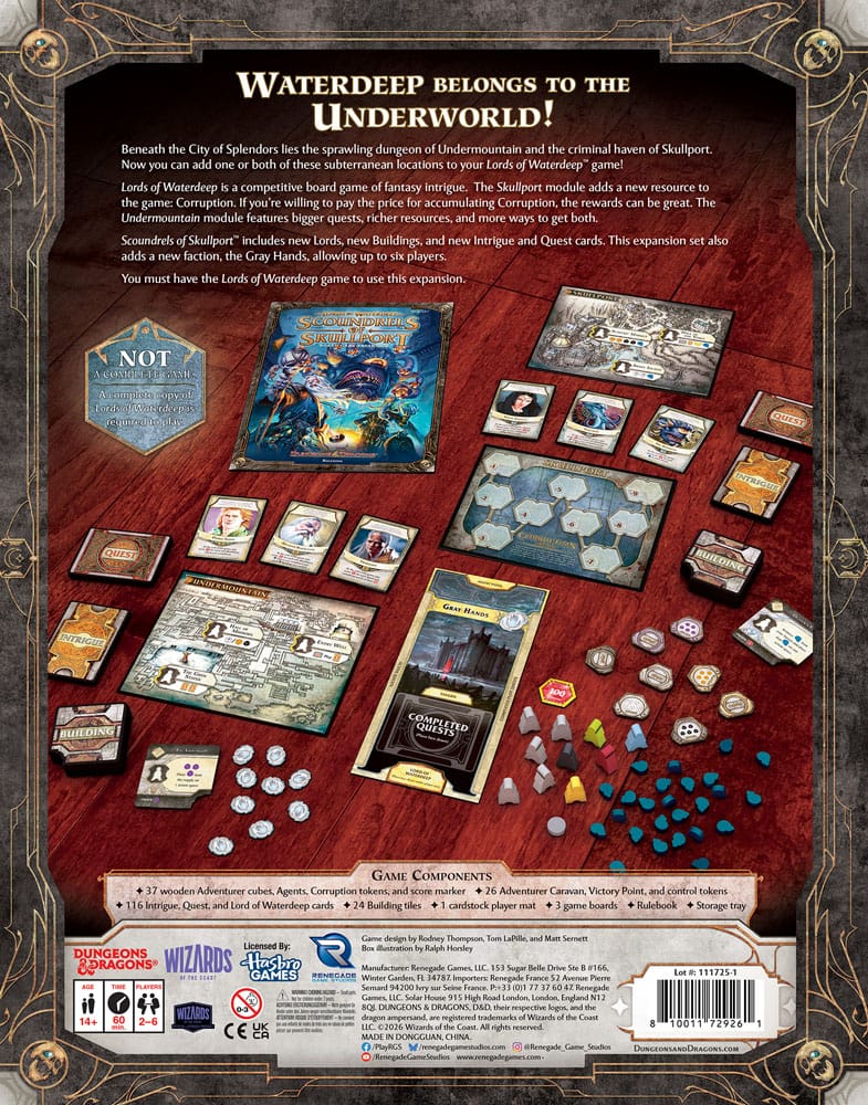 Dungeons & Dragons juego de mesa Lords of Waterdeep: Scoundrels of Skullport Expansión *Edición Inglés* - Z POP Toys