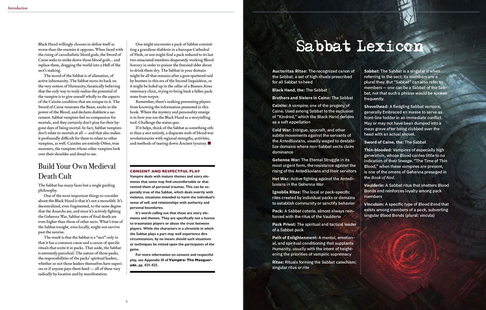 Vampire: The Masquerade 5th Edition RPG libro Sabbat: The Black Hand Sourcebook *Edición Inglés* - Z POP Toys