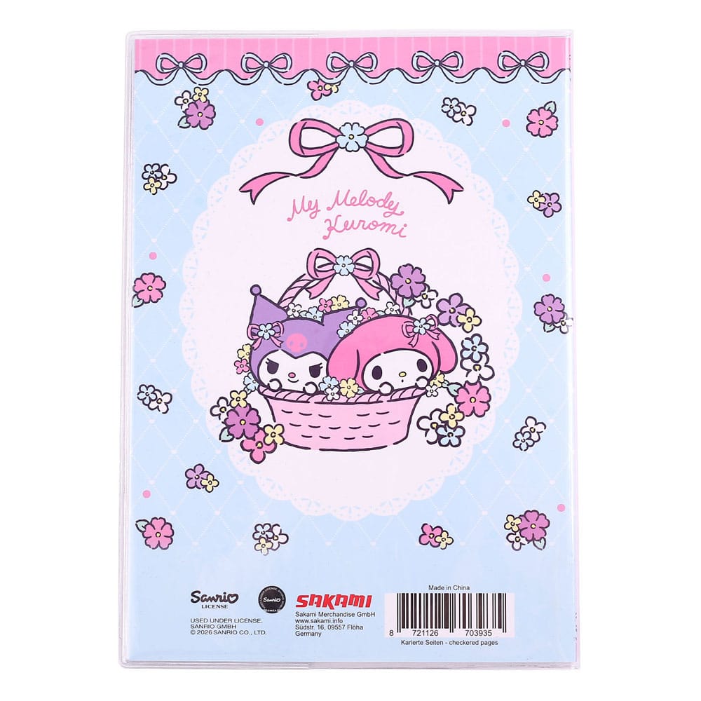 Sanrio Libreta Kuromi & My Melody Pastel Flower Holographic Checkered - Z POP Toys