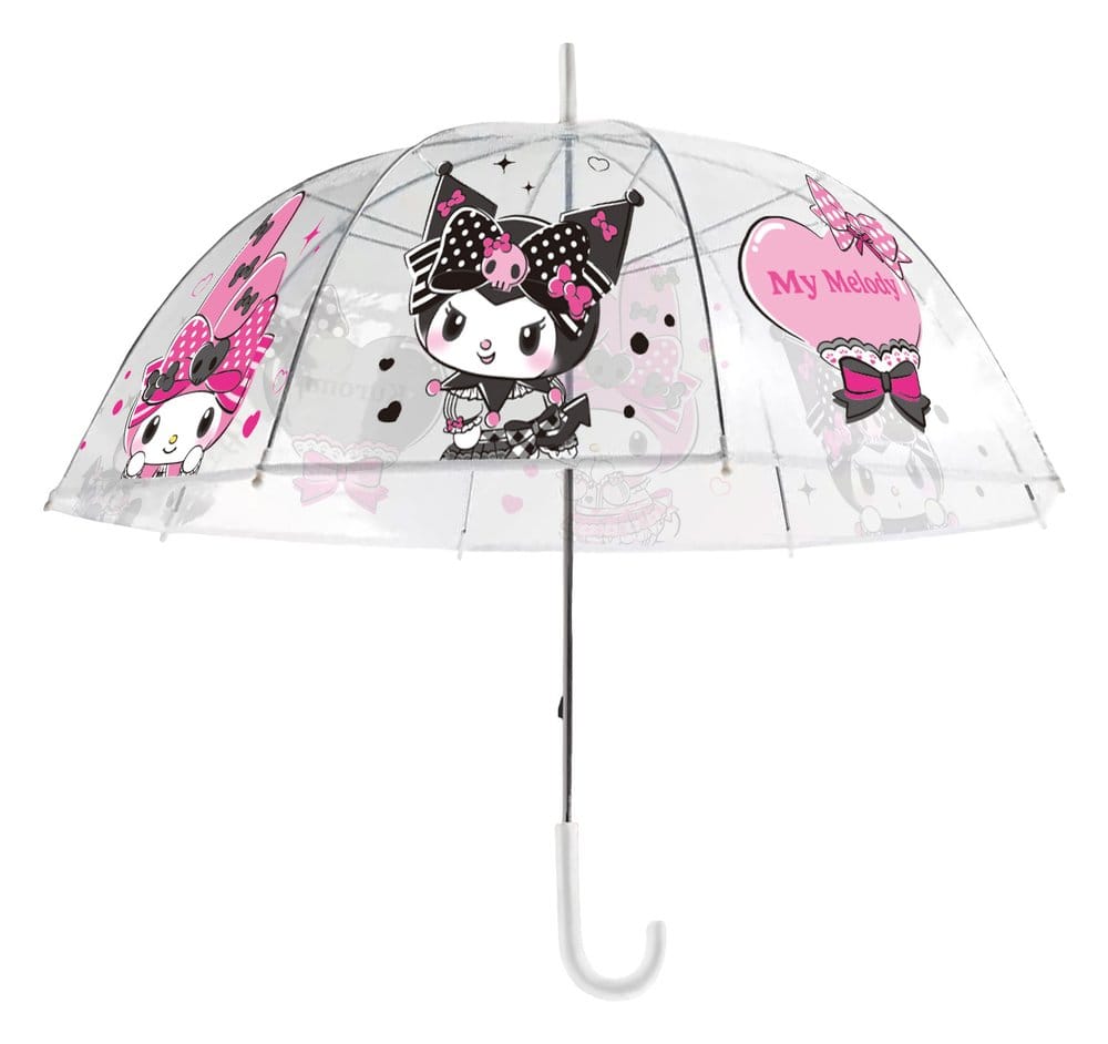Sanrio Paraguas Pink Black Party Series Kuromi & My Melody Transparent