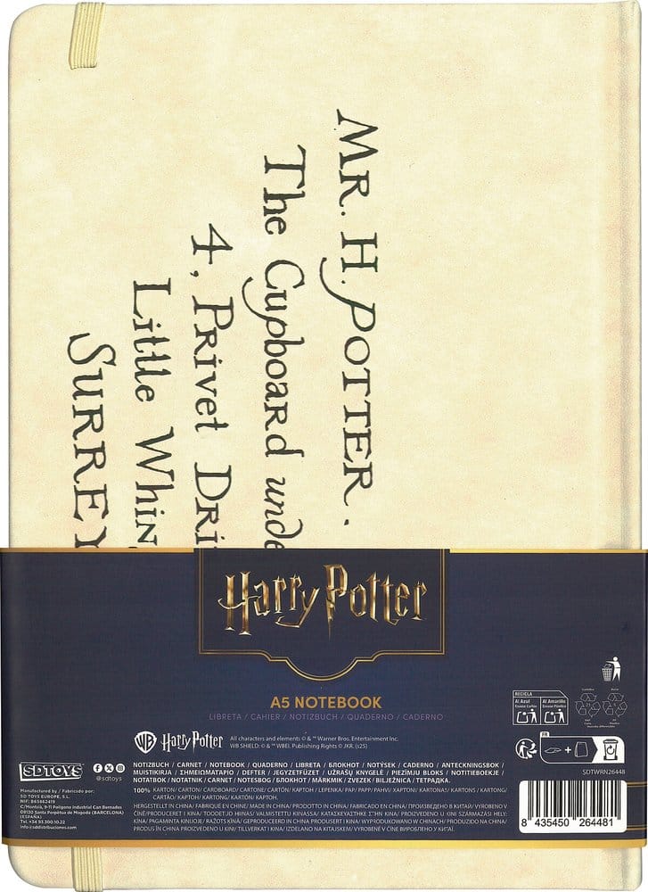 Harry Potter Cuaderno de Tapa Dura Carta de Hogwarts 21 cm