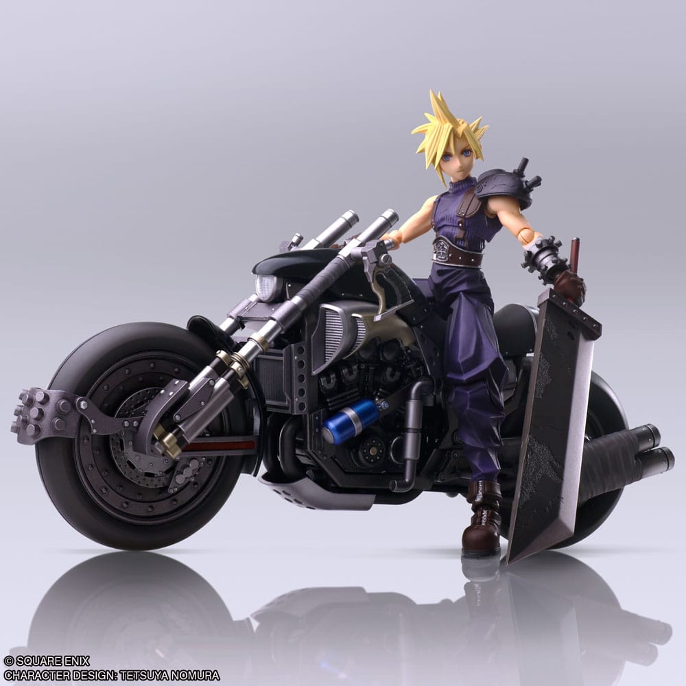 Final Fantasy VII Bring Arts Figura y vehículo Cloud Strife & Hardy-Daytona 15 cm