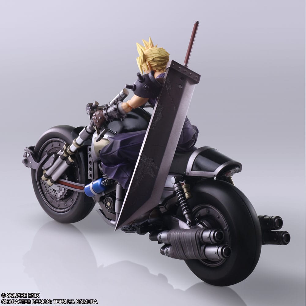 Final Fantasy VII Bring Arts Figura y vehículo Cloud Strife & Hardy-Daytona 15 cm
