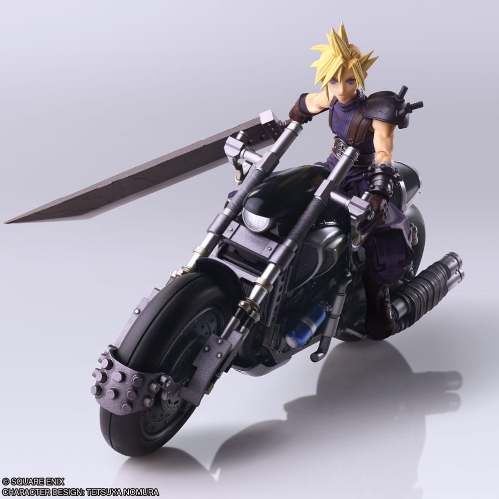 Final Fantasy VII Bring Arts Figura y vehículo Cloud Strife & Hardy-Daytona 15 cm