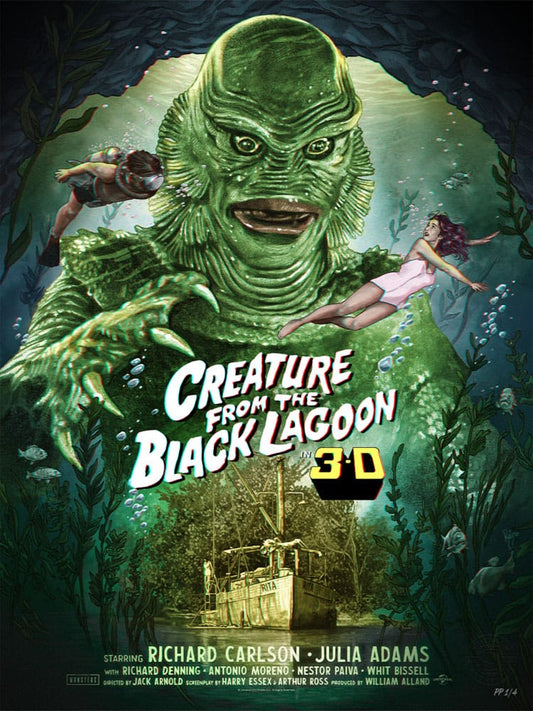 La mujer y el monstruo Litografia Creature from the Black Lagoon (3D Variant) by Ruiz Burgos 61 x 46 cm - sin marco