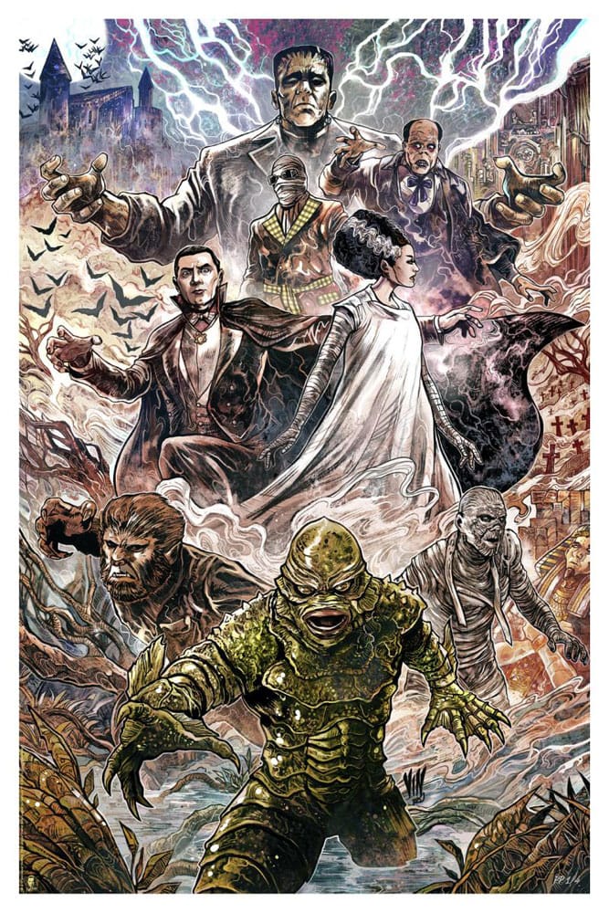 Universal Monsters Litografia Universal Monsters by Vincenzo Riccardi 61 x 41 cm - sin marco - Z POP Toys