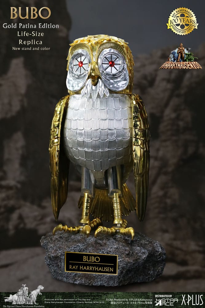 Furia de titanes Estatua Ray Harryhausens Bubo 34 Gold Patina Edition Deluxe Ver. 34 cm