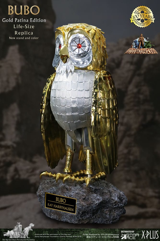 Furia de titanes Estatua Ray Harryhausens Bubo 34 Gold Patina Edition Deluxe Ver. 34 cm