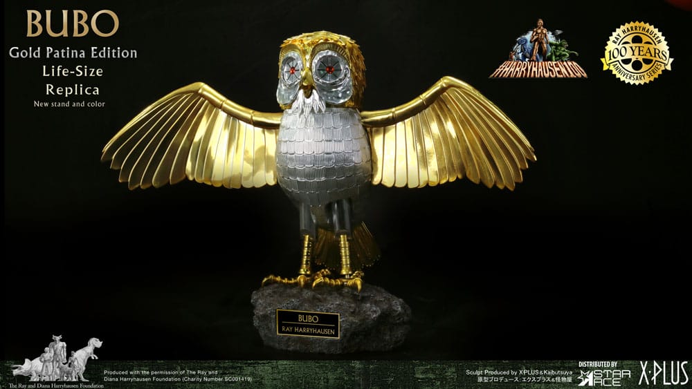 Furia de titanes Estatua Ray Harryhausens Bubo 34 Gold Patina Edition Deluxe Ver. 34 cm