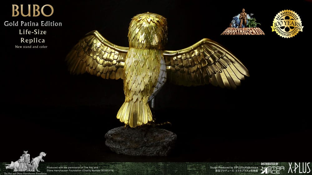 Furia de titanes Estatua Ray Harryhausens Bubo 34 Gold Patina Edition Deluxe Ver. 34 cm