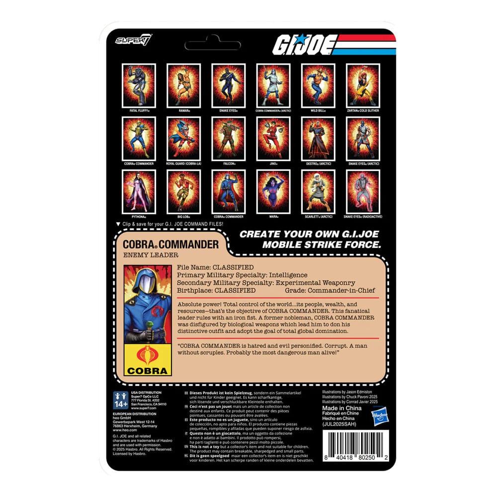 GI Joe Figura ReAction+ Wave 06 Cobra Commander (Movie, Black Cape) 10 cm - Z POP Toys