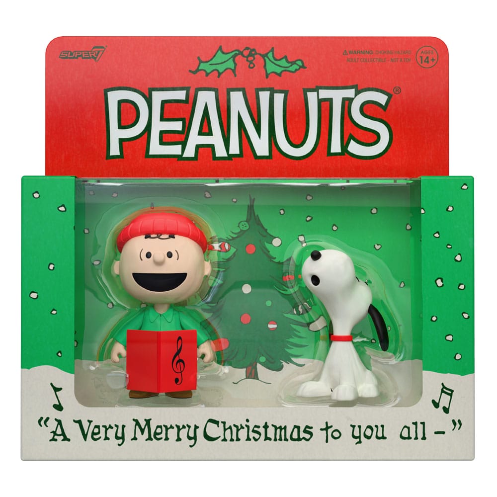 Peanuts pack de 2 Figuras ReAction Brown and Snoopy (Caroling) 10 cm - Z POP Toys
