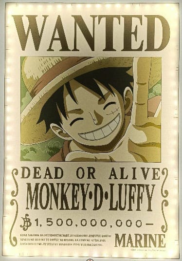 One Piece Lámpara de pared LED Wanted Luffy 30 cm