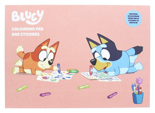 Bluey Libro de colorear A4 & Set de Pegatinas