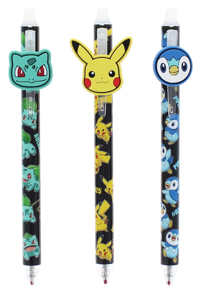 Pokémon Bolígrafos de gel borrables Pack de 3