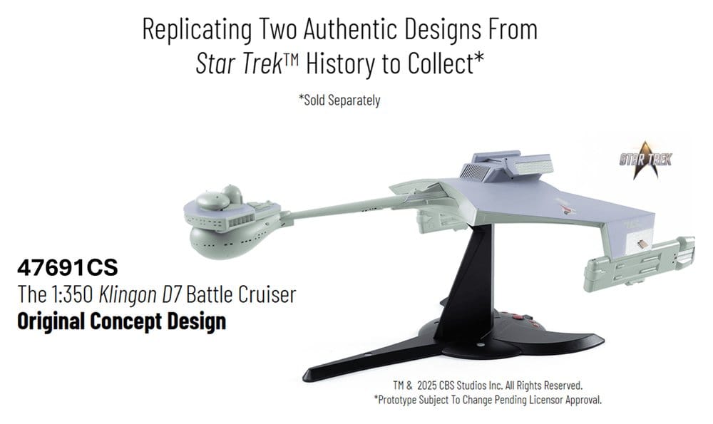 Star Trek TOS Réplica DieCast 1/350 Klingon D7 Battle Cruiser Original Concept Design heo EU Exclusive 66 cm