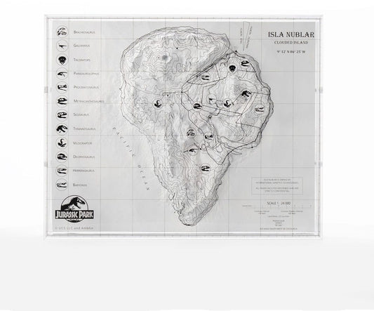 Jurassic Park Mapa topográfico Isla Nublar