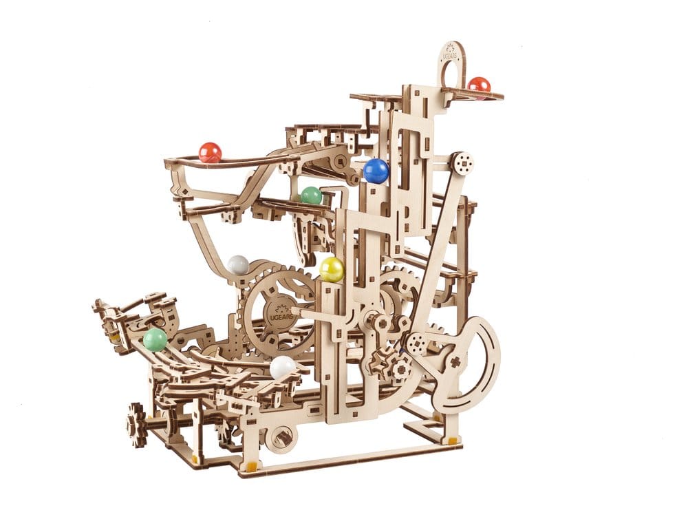 Ugears Puzzle de madera 3D Carrera de Canicas con Elevador por Peldaños